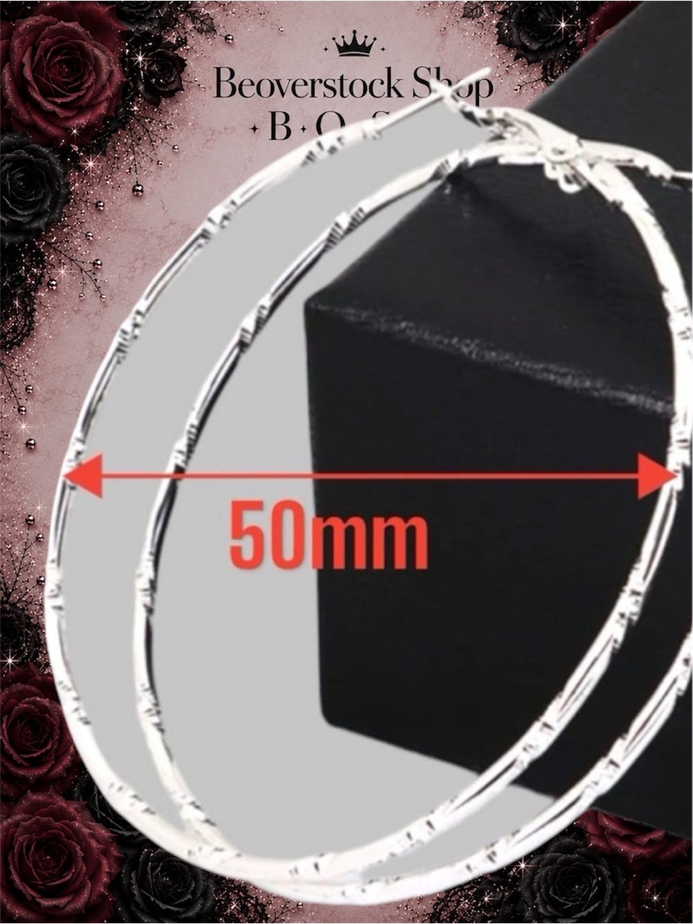 💝 New Alloy Plated Silver Simple Large Circle Round Big Hoop Earrings 50mm - Picture 6 of 6